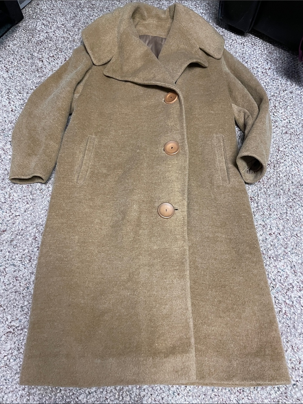 Vintage 40s/50s Camel wool Single-Breasted Long Coat- stunning